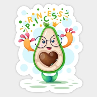 Cute Princess Avocado with eyeglasses Sticker